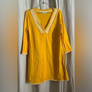 Boden yellow shift dress with 3/4 sleeves